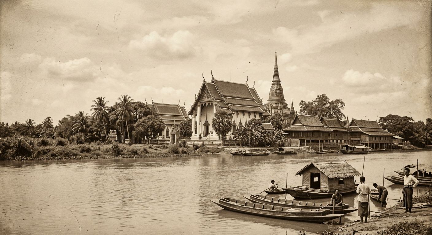 บรรยากาศวัดริมแม่น้ำสมัยอยุธยา